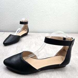 Dream Pairs Ankle Strap Ballet Flats Black Comfort Pointed Toe Ballerina Shoes